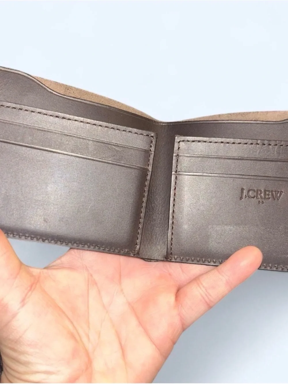 J. Crew Men's Brown Leather Bi-Fold Wallet